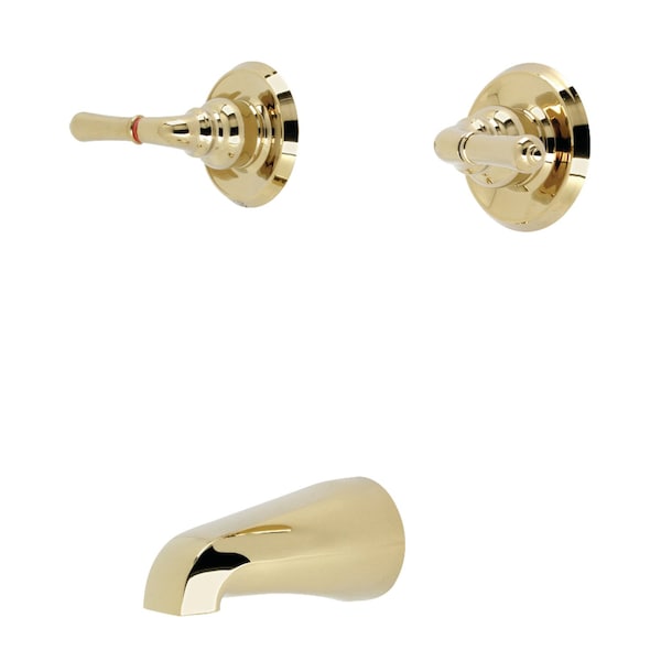 Tub and Shower Faucet, Polished Brass, Wall Mount